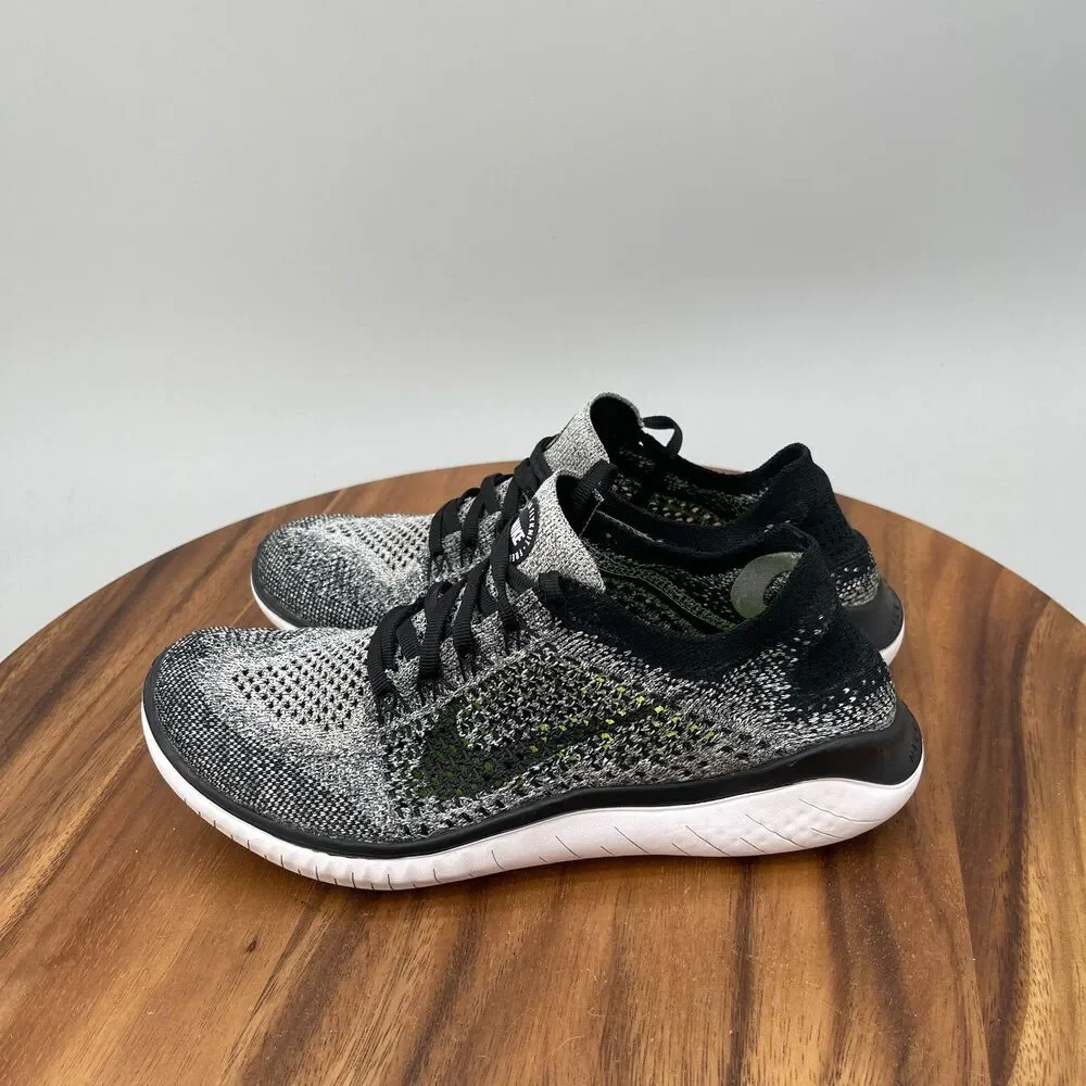 Nike Free RN Flyknit Shoes Womens Size 7 Oreo Running Comfort Walking Sneakers